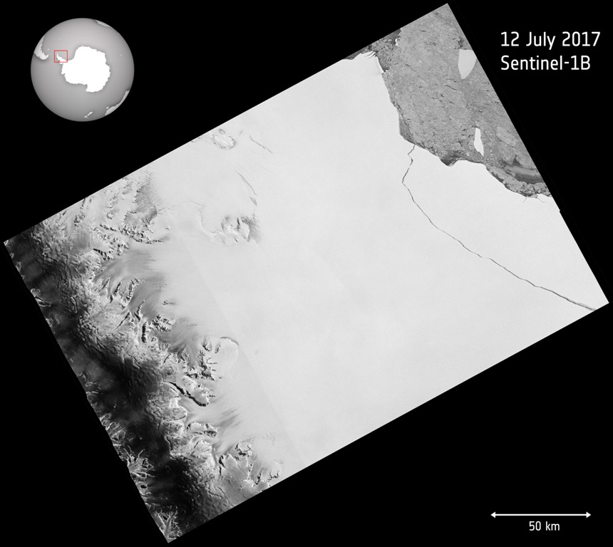 Iceberg breaks off from Antarctica photo from ESA July 12, 2017.jpg