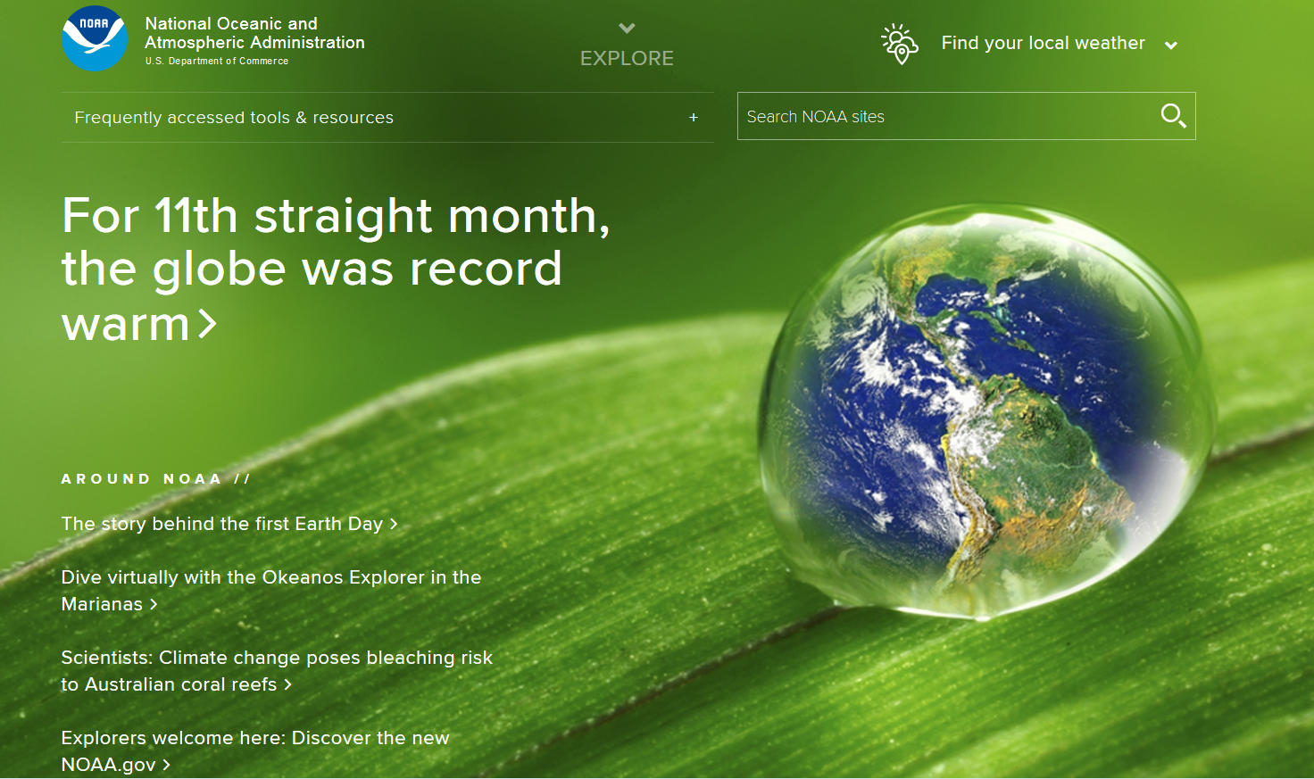 NOAA Home Page April 22, Earth Day, 2016.png