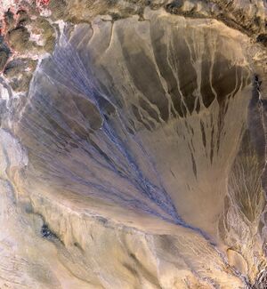Alluvial fan, Taklimakan Desert, XinJiang Province, China, NASA, ASTER.jpg
